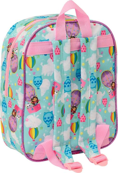 Actual product image Gabby's Dollhouse Pink Sky Blue School Backpack 22 x 27 x 10 cm 3D