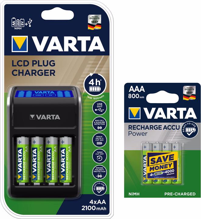 Varta LCD Plug Charger incl. 4x AA & 4x AAA
