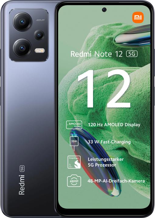 Xiaomi Redmi Note 12 5G (128 GB, Onyx grijs, 6.67", Hybride dubbele SIM, 48 Mpx, 5G)