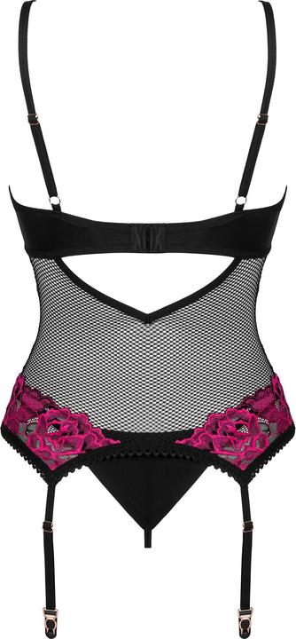 Image du produit Obsessive Corset avec Jarretelles Rosenty - Noir/Violet (XL)