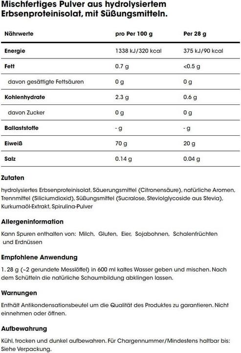 Nutritional values and ingredients Optimum Nutrition Clear Vegan Protein (Lime, sorbet, 1 pcs., 280 g)
