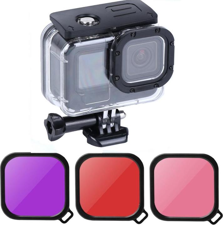 Immagine prodotto Apfelkiste Custodia subacquea protettiva GoPro con 3 filtri obiettivo (Eroe 9 nero, Eroe 11, Eroe 12, Eroe 10)