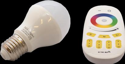 Actual product image Milight LED bulb RGB+warm white 6W with radio remote control (E27, 6 W, 550 lm, 1 x, F)