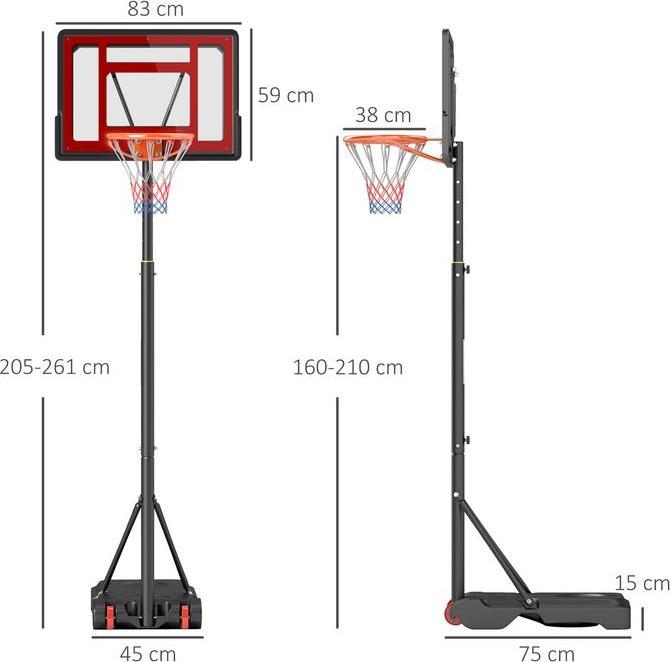 Actual product image Swisshandel24 Basketballständer Outdoor mit Rollen, 160-210 cm höhenverstellbar Basketballkorb