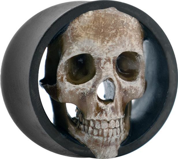 Image du produit Star Piercing Flared Tunnel noir tête de mort (Résine, sans laiton)