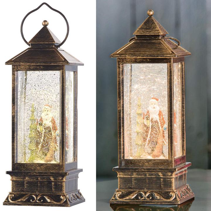 Image du produit Infactory Lanterne LED avec tourbillon de neige et Père Noël décoratif (1 x)