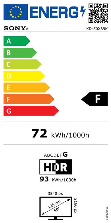Energy Label Sony KD-50X89K (50", LCD, UHD, 2022)