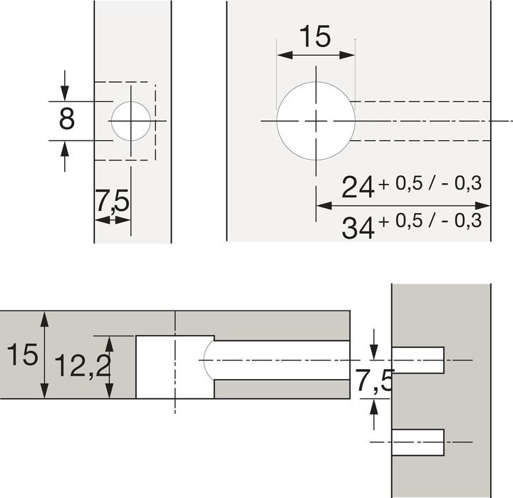 Produktbild Hettich Exzenter-Verbindungsbeschlag Rastex 15, für 15 mm Fachböden (Verbindungsbeschlag, 1 Stk.)