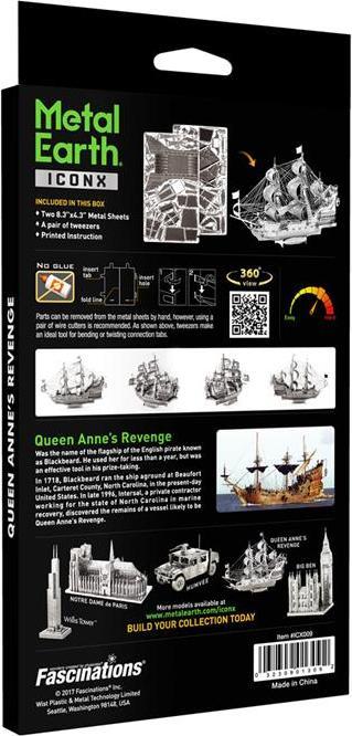 Actual product image Metal Earth ICONX Queen Anne's Revenge