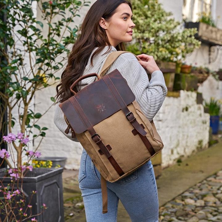 Image du produit Only-Bags.Store Sac à dos en toile, sac à dos en cuir durable, sacoche élégante pour ordinateur portable de 15 (14 l)