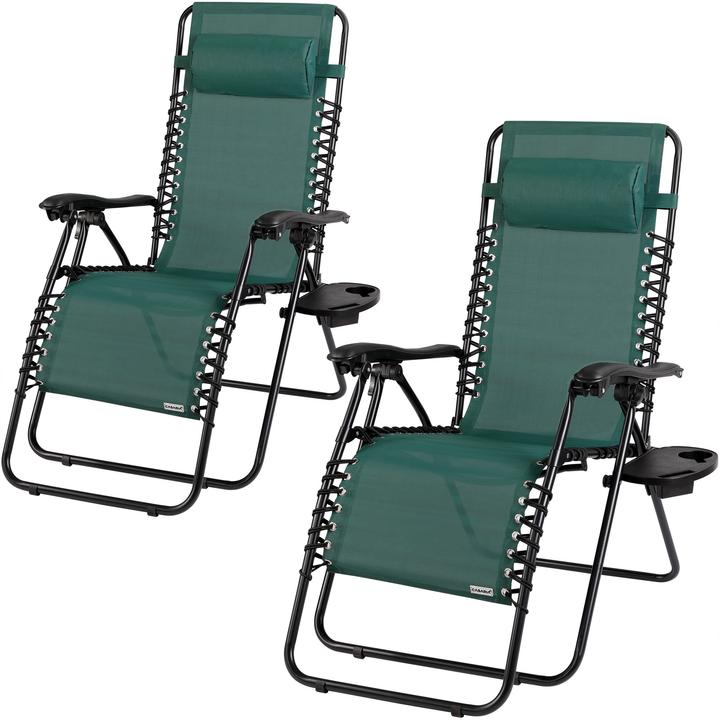 Casaria Liegestuhl Verstellbar Kopfpolster Klappbar (165 cm)