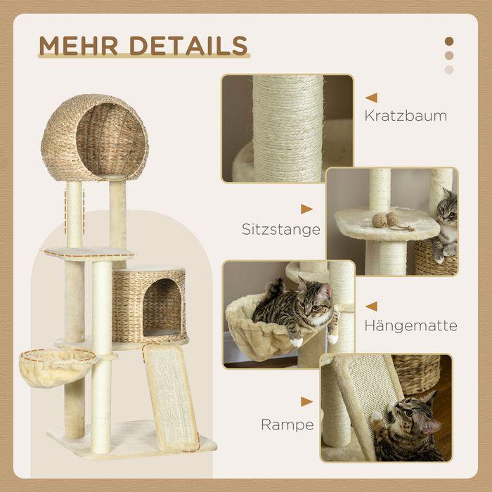 Actual product image Swisshandel24 Scratching post, 150 cm, cat tree with cat house, climbing tree with hammock and ramp, cat (150 cm, Brown, Cream)