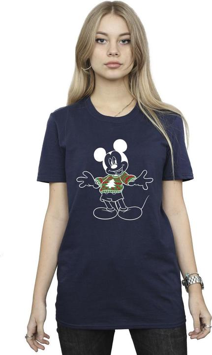 Actual product image Disney Womens/Ladies Mickey Mouse Xmas Jumper Cotton Boyfriend T-Shirt (M)
