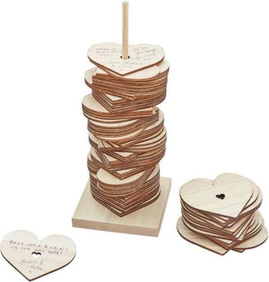Actual product image Ginger Ray Guest book heart stack with 85 wooden hearts