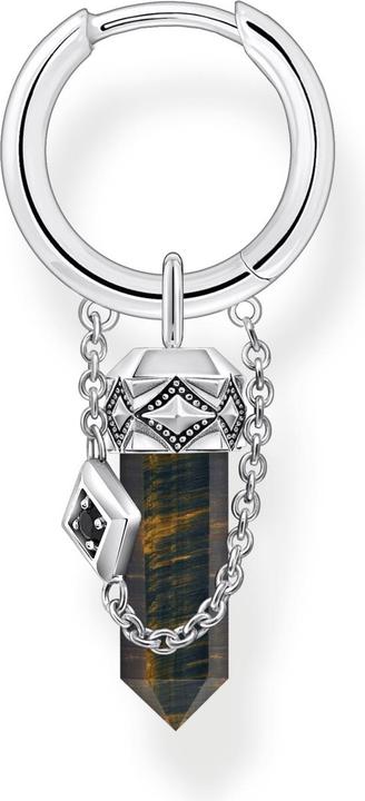 Thomas Sabo Einzel Creole mit goldblauem Onyx-Anhänger Silber geschwärzt (Geschwärzt, 925 Sterlingsilber)