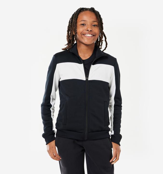 Actual product image Decathlon Training jacket tracksuit kids - black/white (10, 11, 12)
