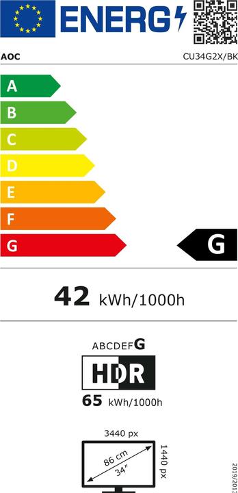 Etichetta energetica AOC CU34G2X/BK (3440 x 1440 pixel, 34")