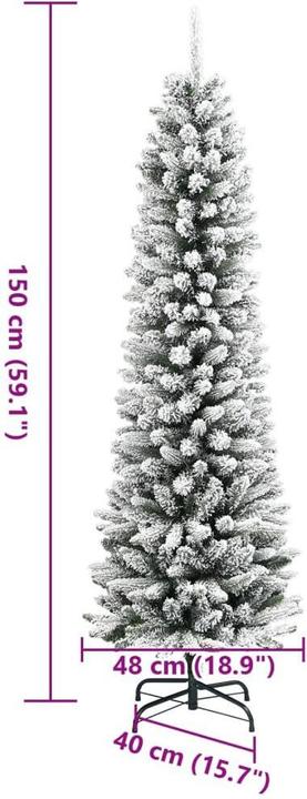 Produktbild VidaXL Künstlicher Weihnachtsbaum Schlank mit Schnee 150 cm PVC & PE (150 cm)
