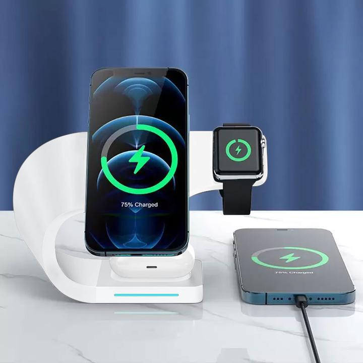 Immagine prodotto PhoneLook Stazione di ricarica 15W senza fili 4 in 1 magnetica per iPhone Apple Watch, AirPods Blanc (15 W)
