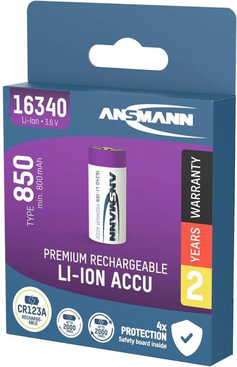 Image du produit Ansmann Batterie 16340 850mAh 1 pc. (1 pcs, C, 850 mAh)