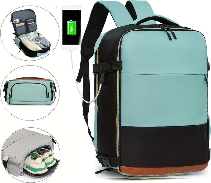 Immagine prodotto Only-Bags.Store Vielseitiger Reiserucksack mit Schuhfach - stylisches und strapazierfähiges Nylon, verstellbare