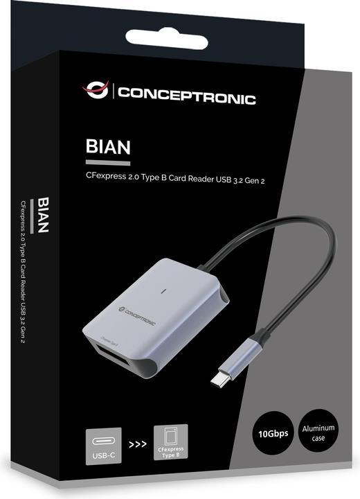 Immagine prodotto Conceptronic Lettore di schede USB 3.2 Gen2 Tipo-B CFEXPRESS 2.0 bw (USB 3.2 Gen 2)