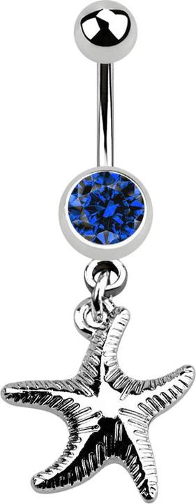 Produktbild Star Piercing Banane silber mit Anhänger Seestern dunkelblau (ohne Messing, Chirurgenstahl 316L)