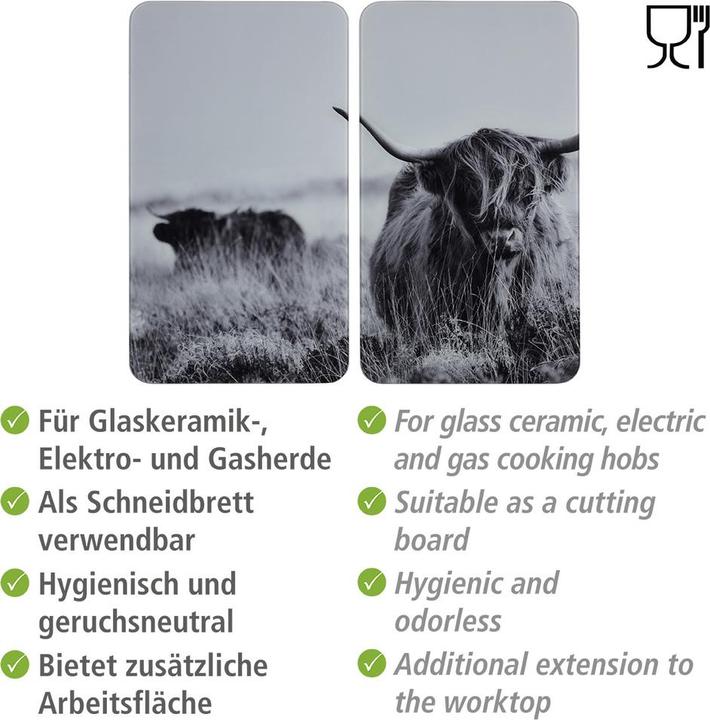 Image du produit Wenko Plaques de cuisson Highland Cattle noir 2 pcs.