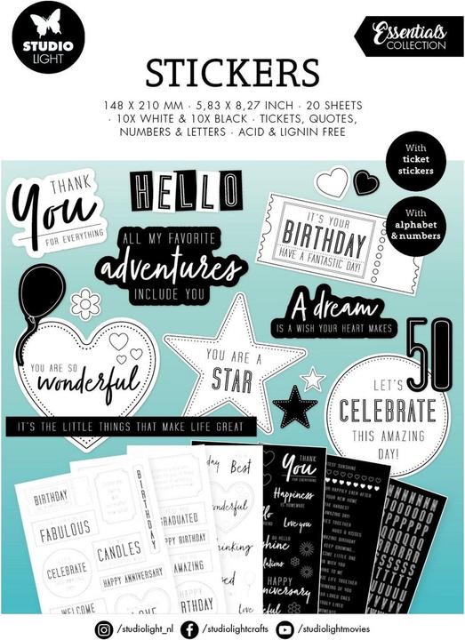 Immagine prodotto art by marlene Sticker Block Sentiments 20 Pezzi Essentials
