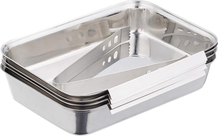 Actual product image Relaxdays Breading Trays Stainless Steel, Batter Station