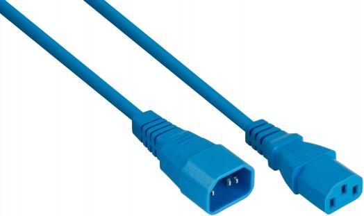 Kabelmeister Kaltgeräteverlängerung Kaltgeräte-Stecker C14 an Kaltgeräte-Buchse C13, blau, 1,00mmÂ² (5 m, C14)