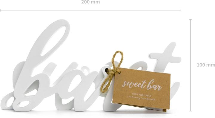 Produktbild Partydeco Partyaccessoire Holzschrift Sweet Bar 37 x 10 cm, Weiss