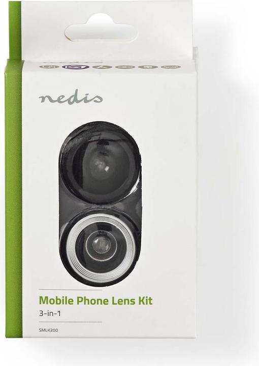 Actual product image Nedis Camera lens set mobile phones - 3-in-1 - macro/wide angle and fisheye - attachable - aluminium
