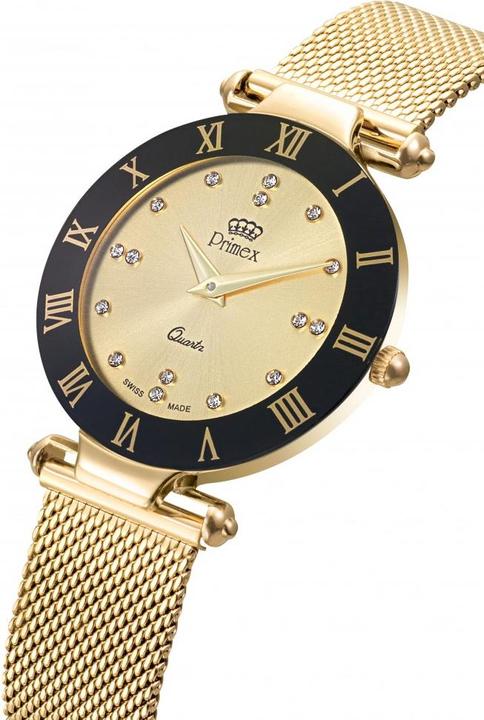 Image du produit Primex Montre Dame Swiss Made Bracelet Metal Dore Cadran Dore Etanche 30 M Petite (Montre analogique, 33 mm)