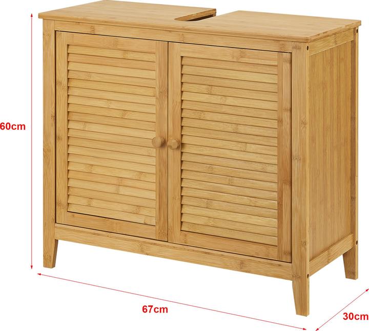 Image du produit En.Casa Meuble sous-vasque en bambou Värmdö 60x67x30cm (60 x 67 x 30 cm)
