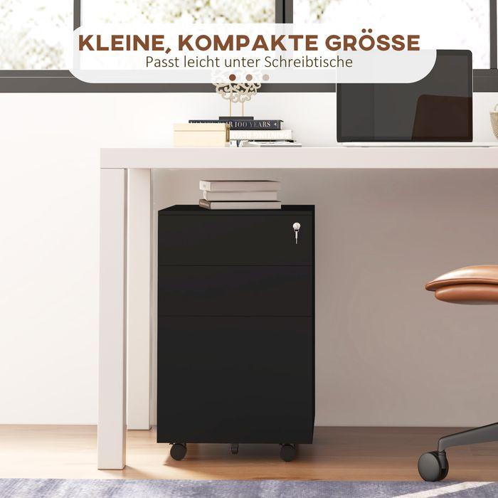 Image du produit Swisshandel24 Caisson à roulettes pour dossiers, 3 tiroirs, verrouillable, sur roulettes, 37cmx43,5cmx60cm, noir