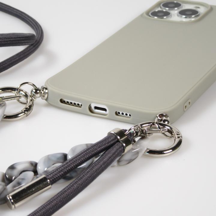 Actual product image PhoneLook Sleeve Silicone Gel with Cape Rope & Decoration Stone Chain Light Grey (Apple iPhone 13 Pro Max)