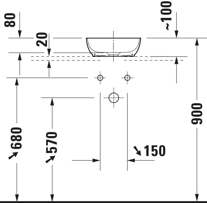 Produktbild Duravit Sivida Aufsatzwaschtisch, eckig, 300x300mm, ohne Hahnloch, ohne Überlauf (300 mm, 300 mm)