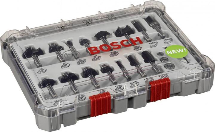 Produktbild Bosch Professional Zubehör 15-teiliges Fräser-Set, 8-mm-Schaft für Handfräsen