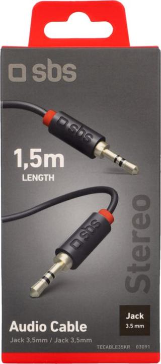Image du produit SBS Prise audio/stéréo de 3,5 mm pour téléphones portables et smartphones (1.50 m, Jack 3,5 mm (AUX))