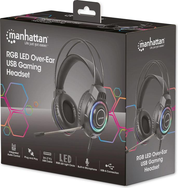 Produktbild Manhattan RGB LED Over-Ear USB Gaming-Headset (Kabelgebunden)