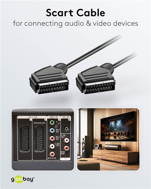 Image du produit Goobay Câble de connexion péritel, nickelé, ø 7 mm (10 m, Péritel)