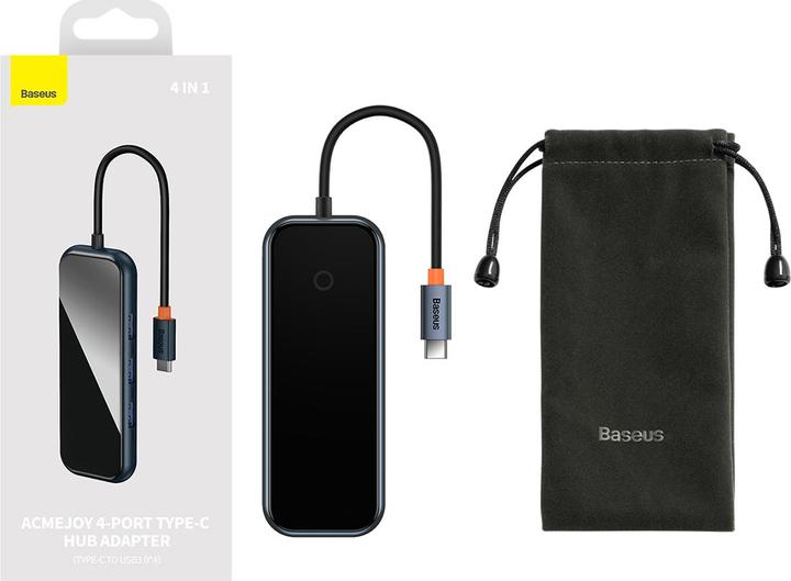 Immagine prodotto Baseus AcmeJoy Adattatore HUB 4 porte Type-CType-C a USB3.0*4Grigio scuro (USB-C, 4 Porti)