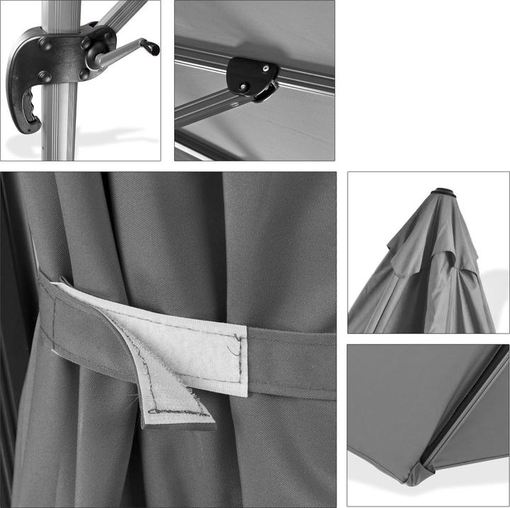 Produktbild Dema Ampelschirm Sonnenschirm Verona Grau XL 340x300x275cm (3 m)