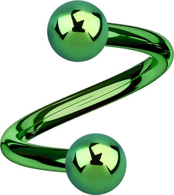 Actual product image Star Piercing Micro spiral green with two balls (without brass, Titanium G23)