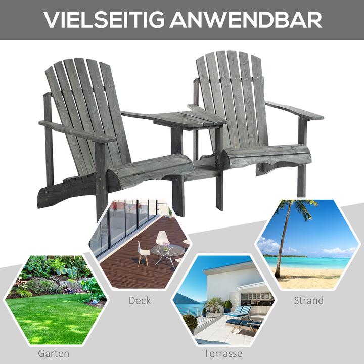 Produktbild Outsunny Gartenbank mit Tisch und Schirmloch