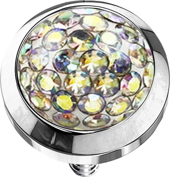 Image du produit Star Piercing Dermal Anchor Dôme en cristal multicolore Couche de protection en époxy (sans laiton, Acier chirurgical 316L)