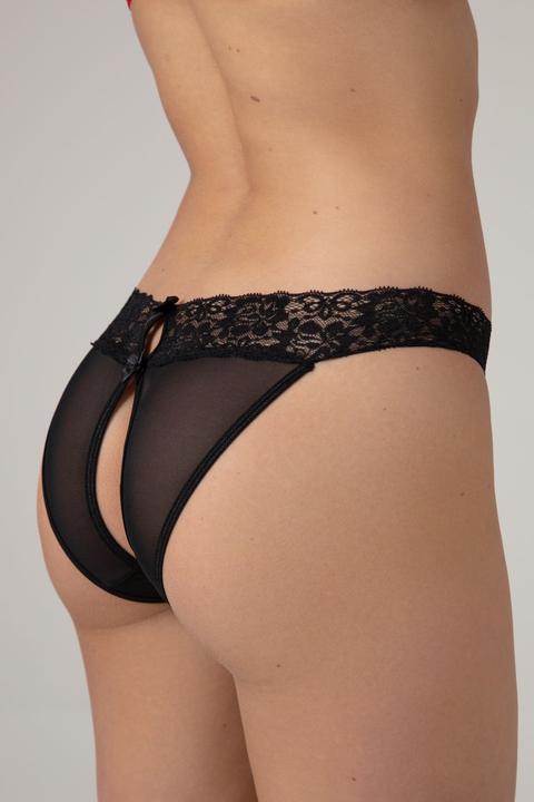 Actual product image Christine Le Duc Crotchless Thong - Black (XL)