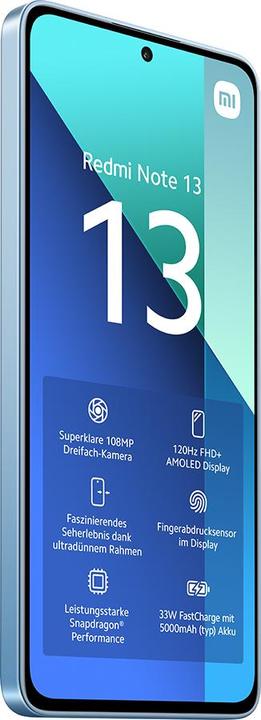 Produktbild Xiaomi Redmi Note 13 (128 GB, Ice Blue, 6.67", Hybrid Dual SIM, 108 Mpx, 4G)