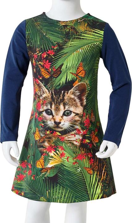 Produktbild VidaXL Kinderkleid mit Langen Ärmeln Marineblau 116,Material der (116)